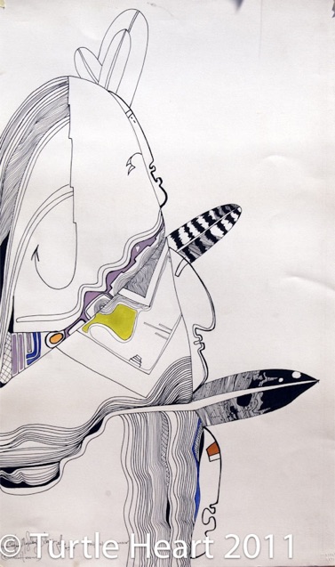 The Investigation, a painting by Turtle Heart. Ojibwe.