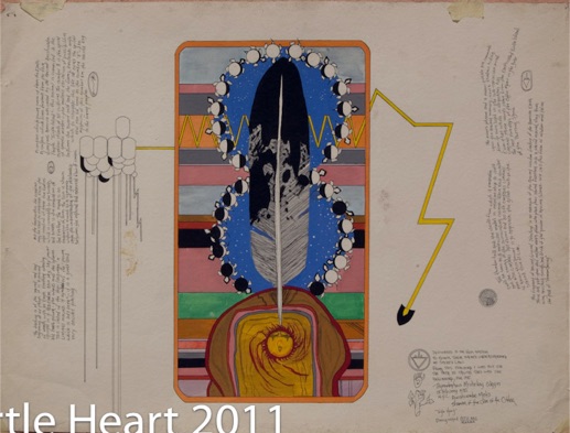 The power that is left over, a painting by Turtle Heart. Ojibwe.