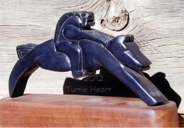 Ethiopian wonderstone carving by Turtle Heart. One Horse. Ojibwe. Pantelleria.