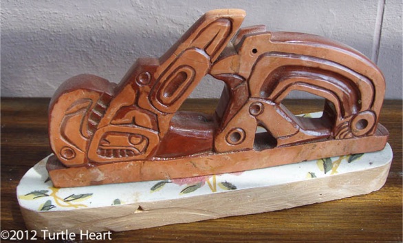 pipestone carving by Turtle Heart. Shape Shifter. Ojibway. Pantelleria.