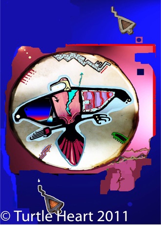 Thunderbird Singer (Drum) a painting by Turtle Heart. Limited Edition.