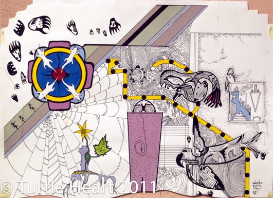 Wabeeno Creation Theory a painting by Turtle Heart. Ojibwe.